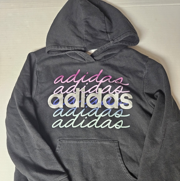 Adidas Girls Black‎ Hoodie Size 7/8 - Picture 1 of 5